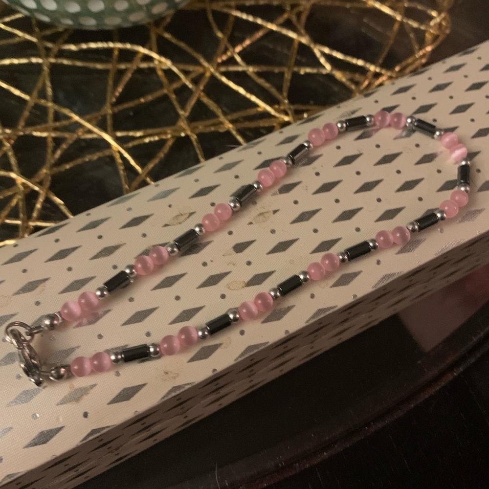Rose and Hematite Anklet